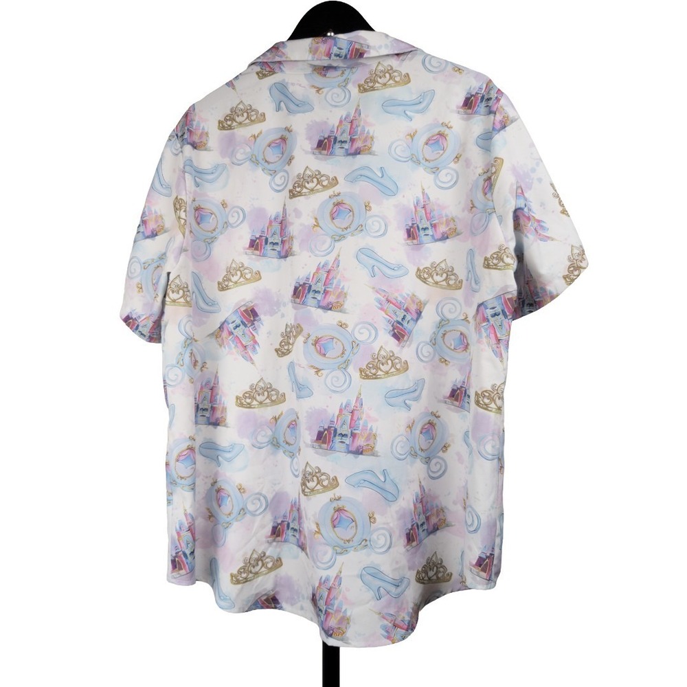Cinderella Castle Glass Slipper Carriage Button Down Shirt Mens 2XL Watercolor - Picture 2 of 5